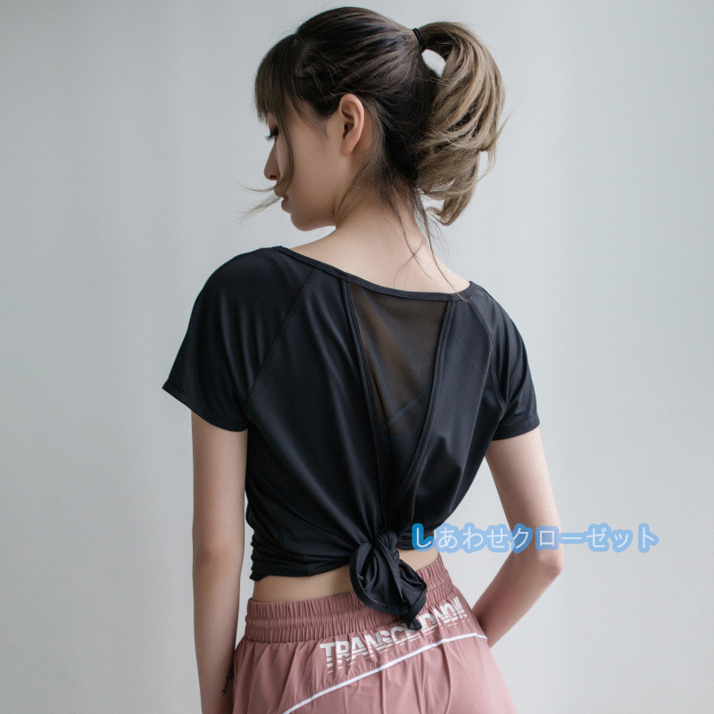 ヨガウェア レディース トップス 半袖 Tシャツ ホットヨガ かわいい 吸汗 速乾 フィットネス ランニングウェア スポーツウェア おしゃれ 
