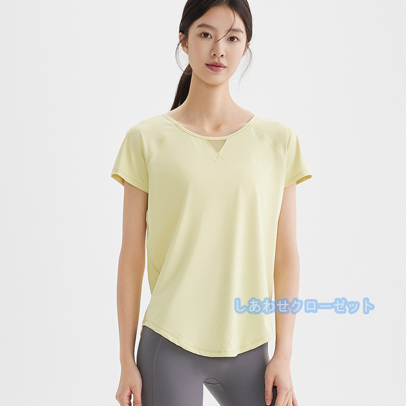 ヨガウェア レディース トップス 半袖 Tシャツ ホットヨガ かわいい 吸汗 速乾 フィットネス ランニングウェア スポーツウェア おしゃれ 