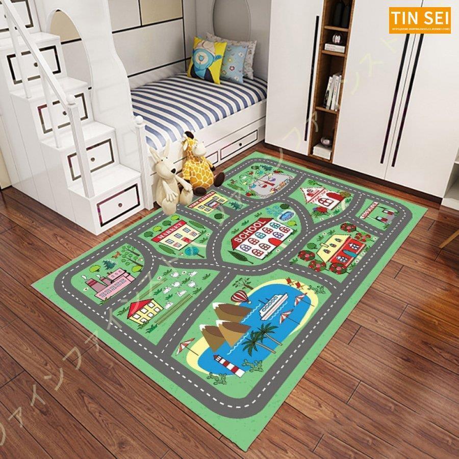 プレイマット ラグ 知育マット 子供 せんろ きどう 洗える 道路 海の世界 子供部屋 キッズマット 優しい センターラグ キッズラグ 面白い 洗える 子供部屋 