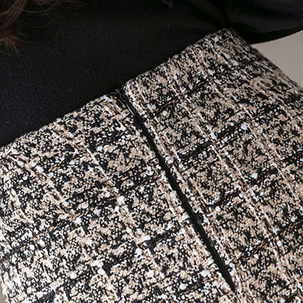 ツイード スカート レディース ハイウエスト チェック柄 ミニ 美脚 インナーパンツ付き 