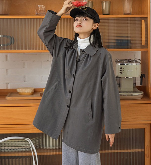 トレンチコート レディース 秋コート 小柄 着やせ かわいい 秋 コート 秋服 春 ベージュ アウター 秋物 トレンチ 