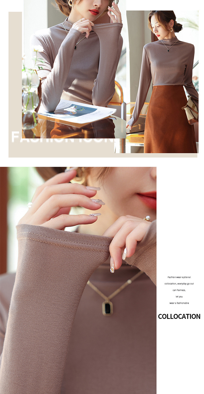 全品ポイント5% 半額クーポン付 タートルネックカットソー レディース タートル レイヤード ストレッチ 重ね着 インナー 