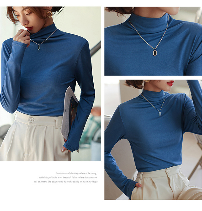 全品ポイント5% 半額クーポン付 タートルネックカットソー レディース タートル レイヤード ストレッチ 重ね着 インナー 