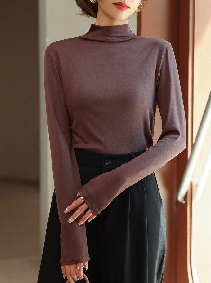 全品ポイント5% 半額クーポン付 タートルネックカットソー レディース タートル レイヤード ストレッチ 重ね着 インナー 