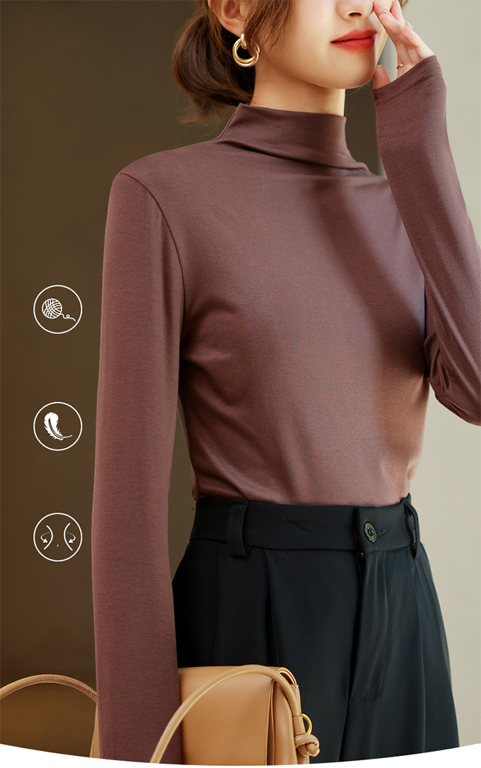 全品ポイント5% 半額クーポン付 タートルネックカットソー レディース タートル レイヤード ストレッチ 重ね着 インナー 