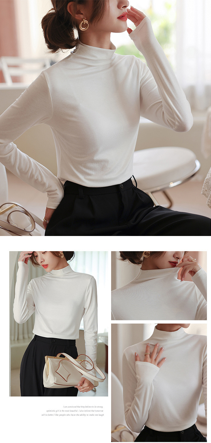 全品ポイント5% 半額クーポン付 タートルネックカットソー レディース タートル レイヤード ストレッチ 重ね着 インナー 