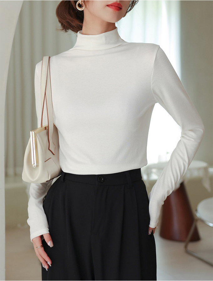 全品ポイント5% 半額クーポン付 タートルネックカットソー レディース タートル レイヤード ストレッチ 重ね着 インナー 