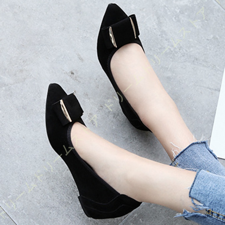 パンプス ハイヒール 5CM ポインテッドトゥ ウェッジソール スウェード パーティー 美脚 発表会 演奏会 リボン 走れるパンプス結婚式 お呼ばれ おしゃれ 