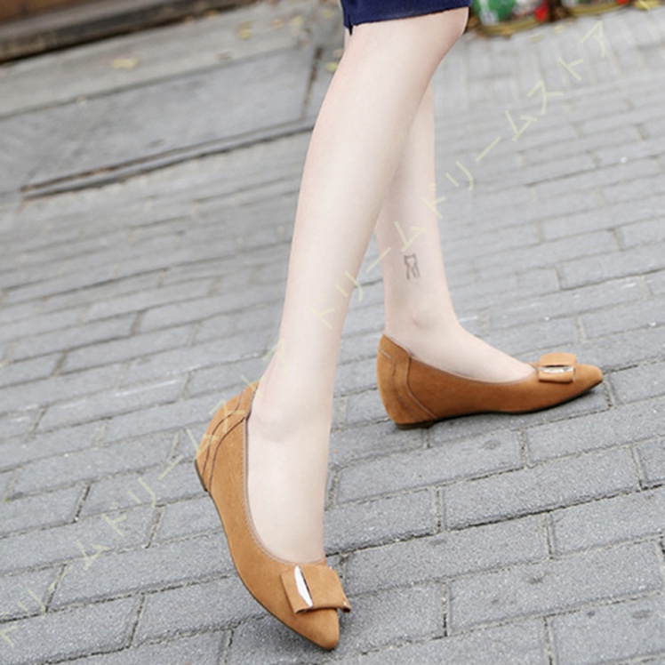 パンプス ハイヒール 5CM ポインテッドトゥ ウェッジソール スウェード パーティー 美脚 発表会 演奏会 リボン 走れるパンプス結婚式 お呼ばれ おしゃれ 