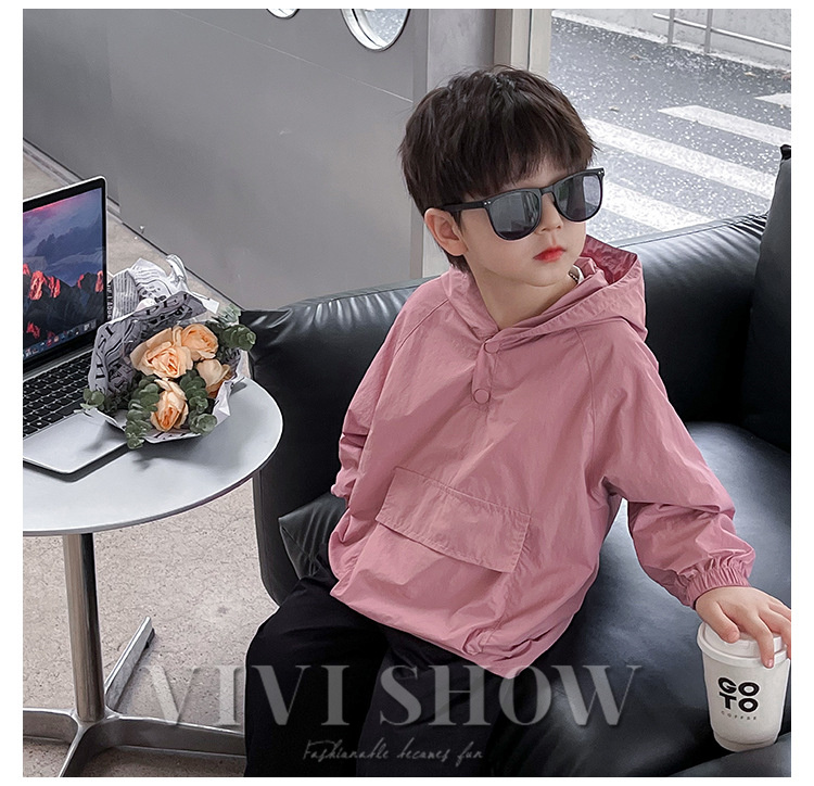 キッズ アウター 長袖 トップス フードつき プルオーバー 動きやすい カジュアル ポケット あわせやすい ノー 着やすい シンプル 