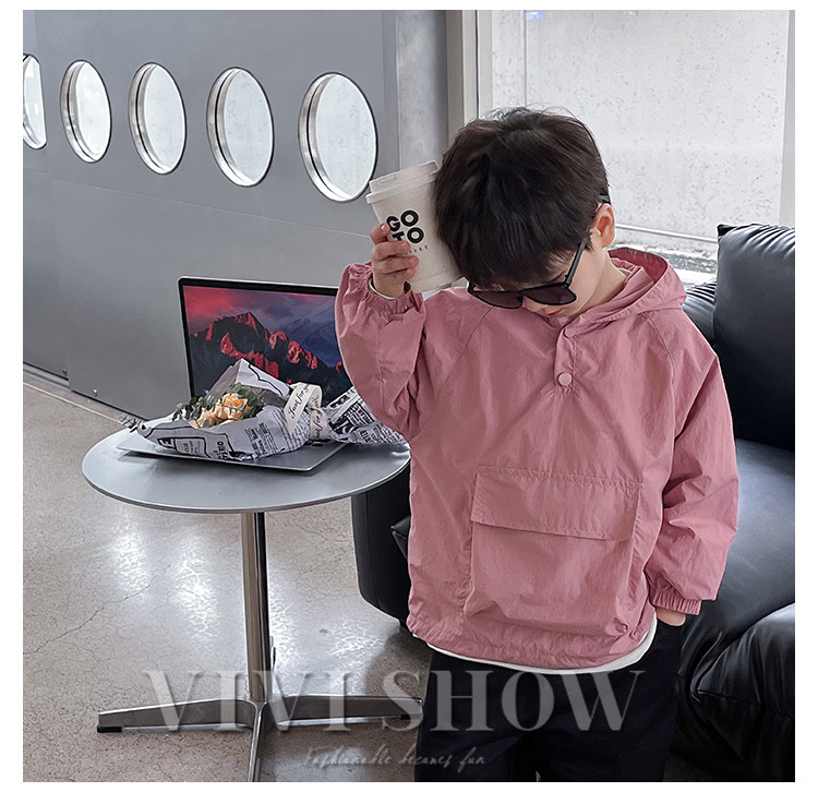 キッズ アウター 長袖 トップス フードつき プルオーバー 動きやすい カジュアル ポケット あわせやすい ノー 着やすい シンプル 