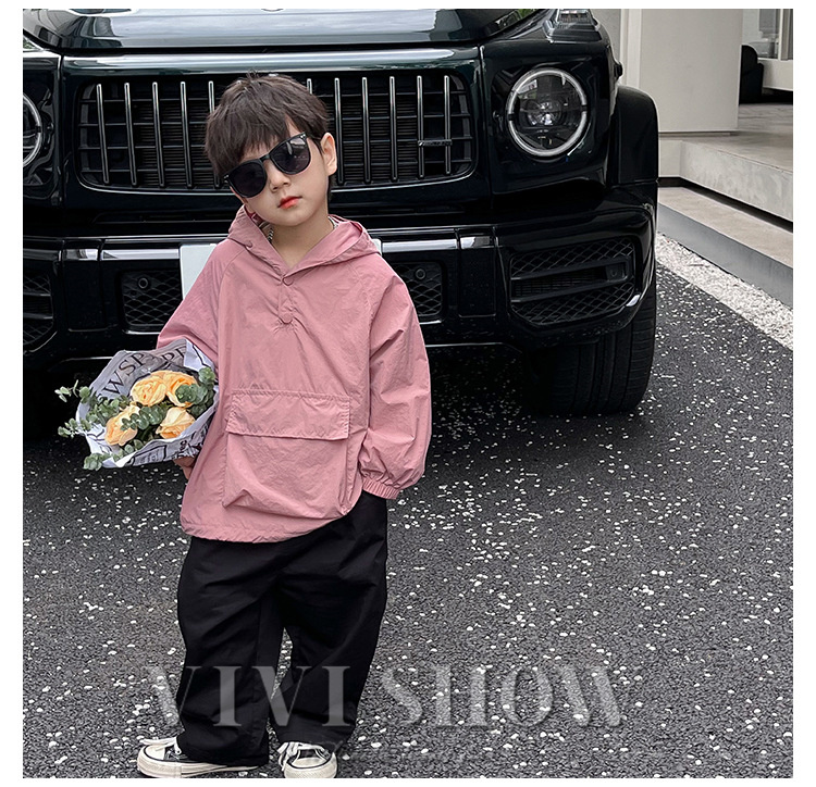 キッズ アウター 長袖 トップス フードつき プルオーバー 動きやすい カジュアル ポケット あわせやすい ノー 着やすい シンプル 