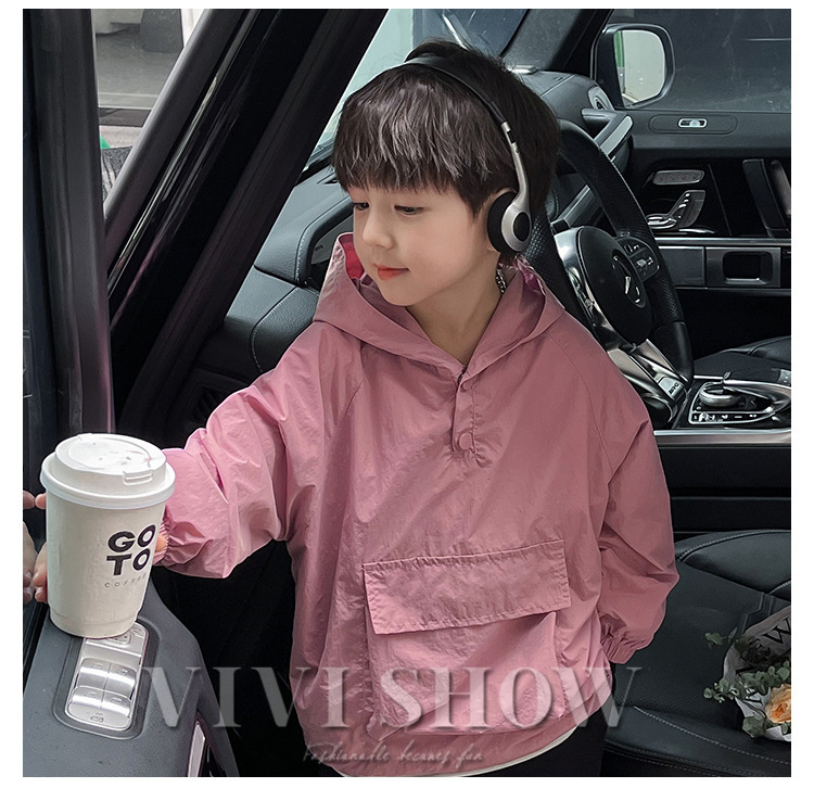 キッズ アウター 長袖 トップス フードつき プルオーバー 動きやすい カジュアル ポケット あわせやすい ノー 着やすい シンプル 