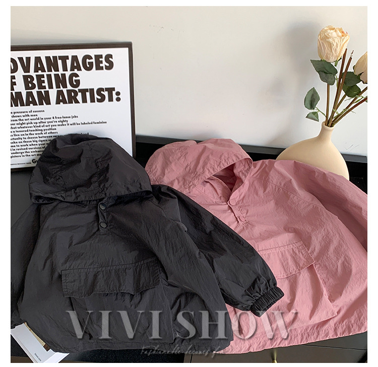 キッズ アウター 長袖 トップス フードつき プルオーバー 動きやすい カジュアル ポケット あわせやすい ノー 着やすい シンプル 