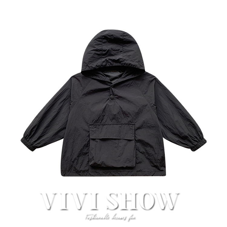 キッズ アウター 長袖 トップス フードつき プルオーバー 動きやすい カジュアル ポケット あわせやすい ノー 着やすい シンプル 