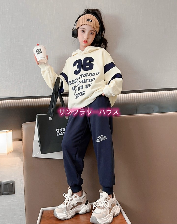 ジャージ 子供服 女の子 スウェット 長袖 上下セット ガールズパンツ プルオーバージュニア服120-170CM 2点セット 