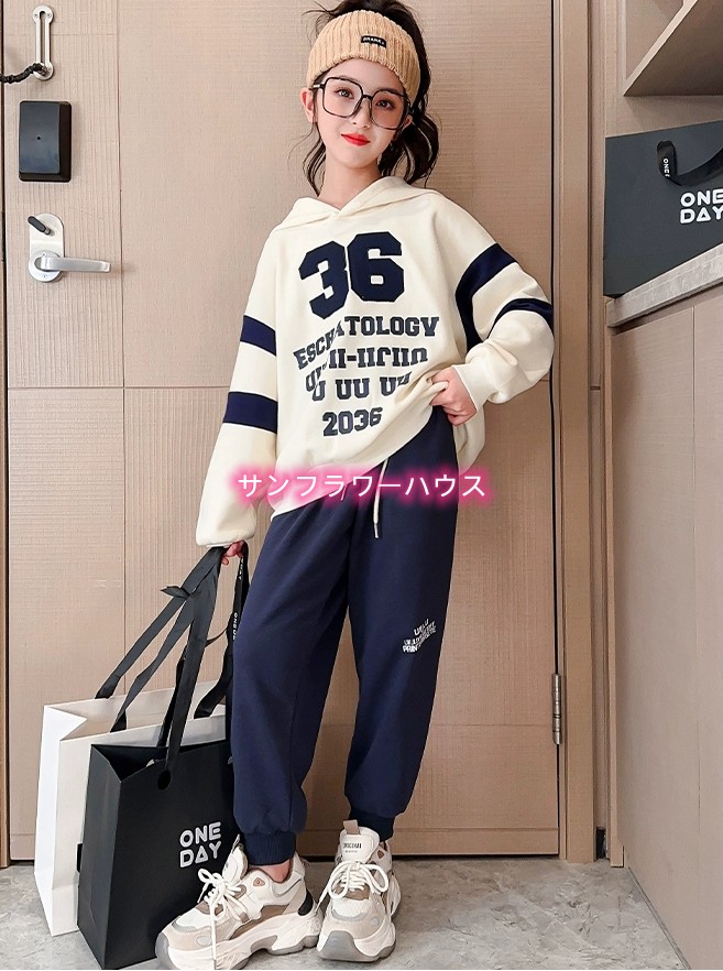ジャージ 子供服 女の子 スウェット 長袖 上下セット ガールズパンツ プルオーバージュニア服120-170CM 2点セット 