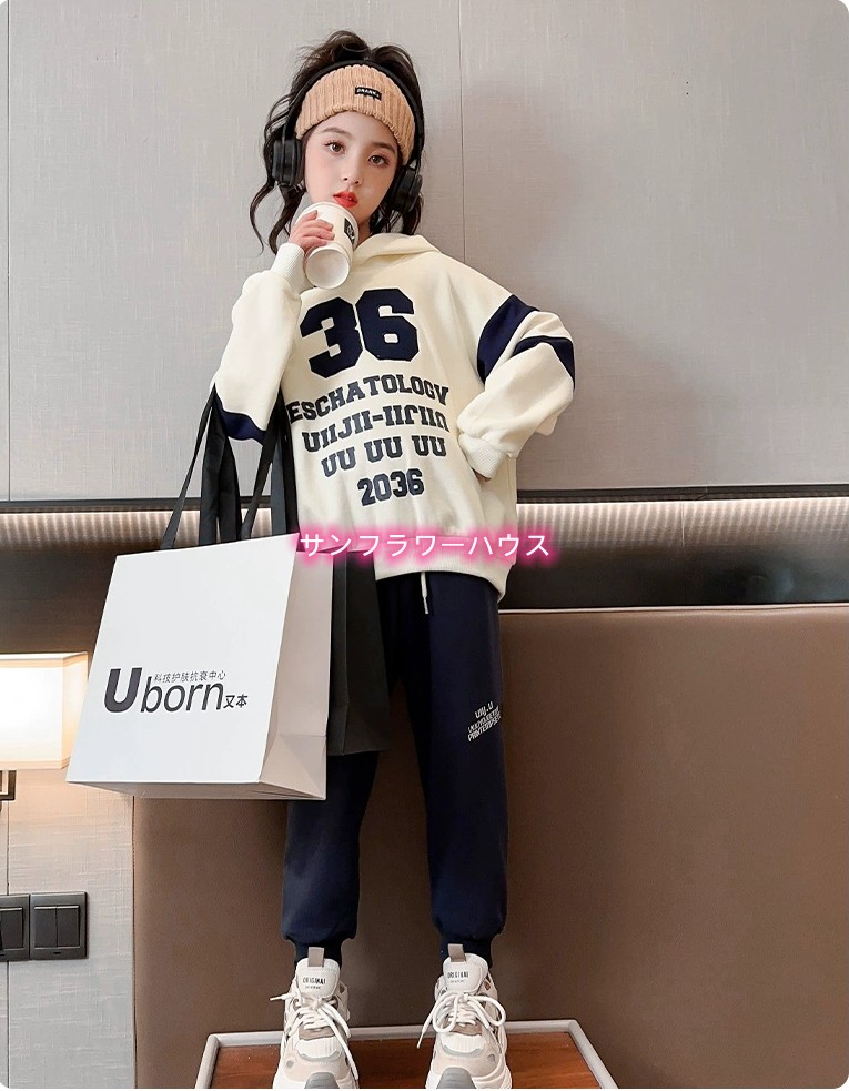 ジャージ 子供服 女の子 スウェット 長袖 上下セット ガールズパンツ プルオーバージュニア服120-170CM 2点セット 