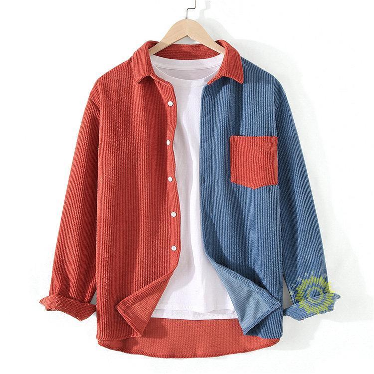 コーデュロイシャツ 長袖 メンズ シャツ カジュアルシャツ カラー切替 30代 長袖シャツ 秋冬 シャツジャケット トップス 40代 お兄系 