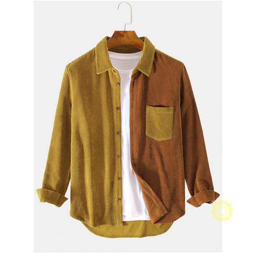 コーデュロイシャツ 長袖 メンズ シャツ カジュアルシャツ カラー切替 30代 長袖シャツ 秋冬 シャツジャケット トップス 40代 お兄系 
