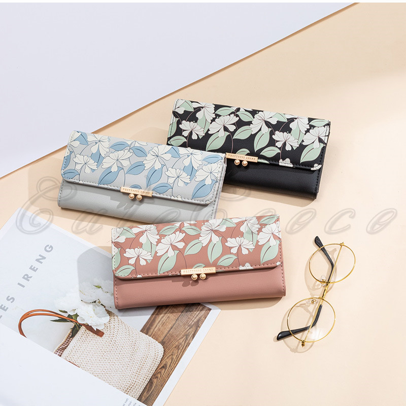 三つ折り長財布 レディース きれいめ 花柄 プリント 折り畳み 新生活 軽量 耐久性 プレゼント コンパクト 実用的 贈り物 しっとりした手触り ギフト 送料無料 
