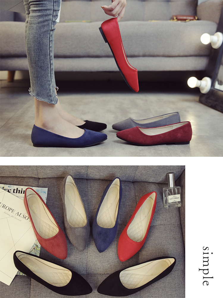 パンプス レディース フラット スウェード フラットパンプス ローヒール ブラック 黒 赤 やわらかい 無地 歩きやすい スエード ポインテッドトゥ 