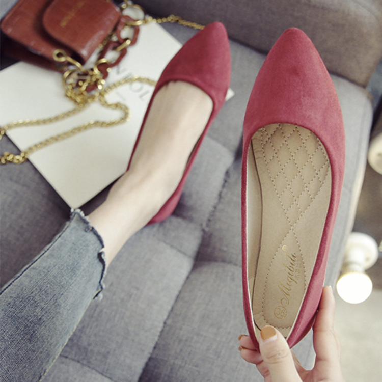 パンプス レディース フラット スウェード フラットパンプス ローヒール ブラック 黒 赤 やわらかい 無地 歩きやすい スエード ポインテッドトゥ 