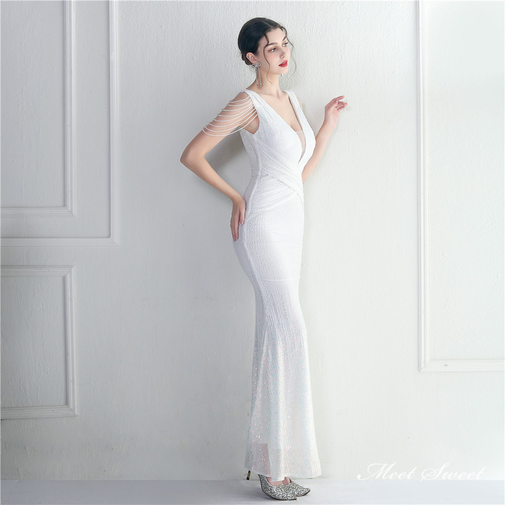 カラードレス マーメイドドレス パーティードレス ビーズ 配色 イブニングドレス 二次会 発表会 スパンファスナー ウェディングドレス 結婚式 