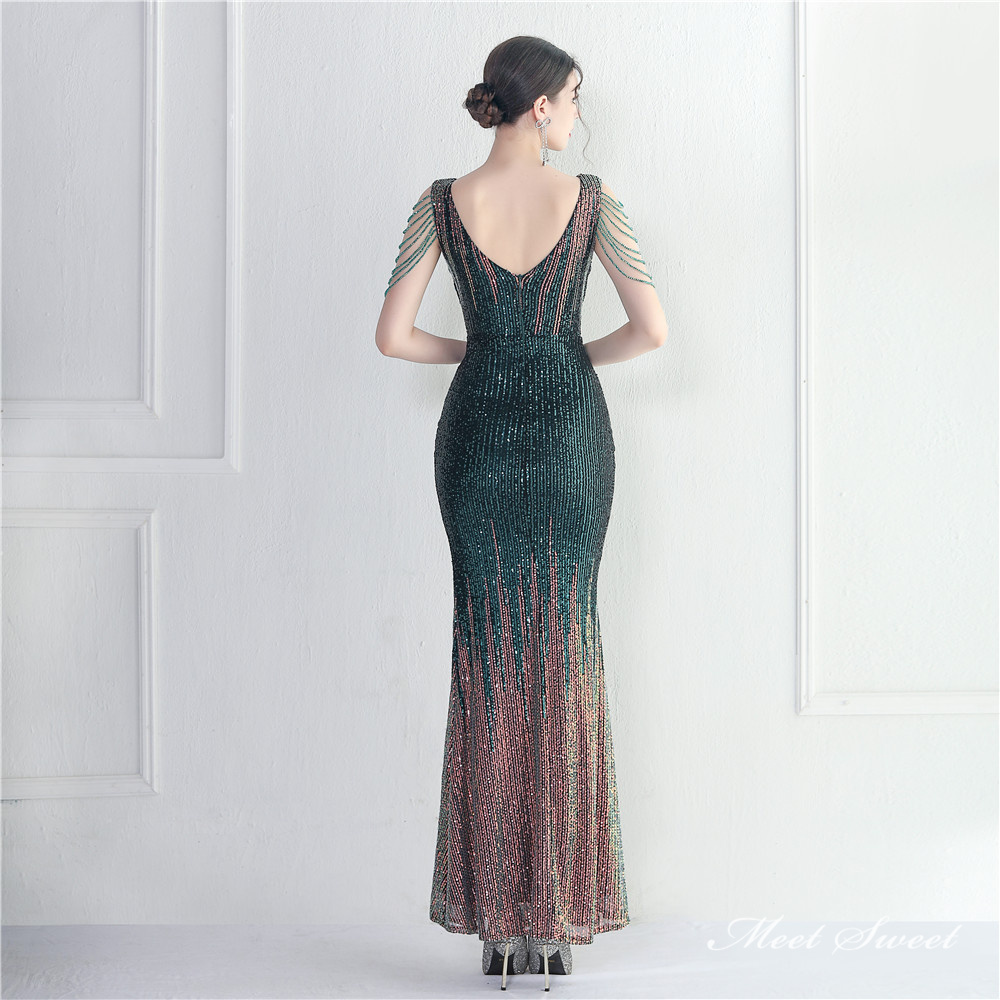 カラードレス マーメイドドレス パーティードレス ビーズ 配色 イブニングドレス 二次会 発表会 スパンファスナー ウェディングドレス 結婚式 