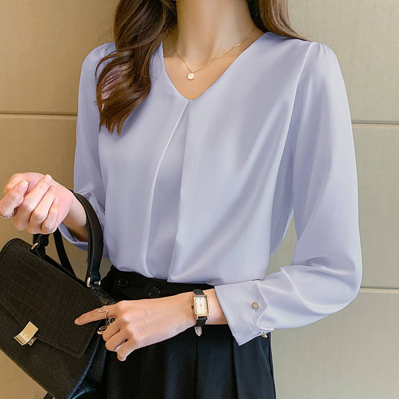 ブラウス レディース シャツ 長袖 シフォン Ｖネック きれいめ 通勤 トップス おしゃれ 可愛い 体型カバー 着痩せ ゆったり カジュアル 