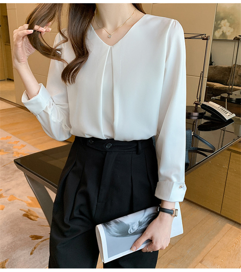ブラウス レディース シャツ 長袖 シフォン Ｖネック きれいめ 通勤 トップス おしゃれ 可愛い 体型カバー 着痩せ ゆったり カジュアル 