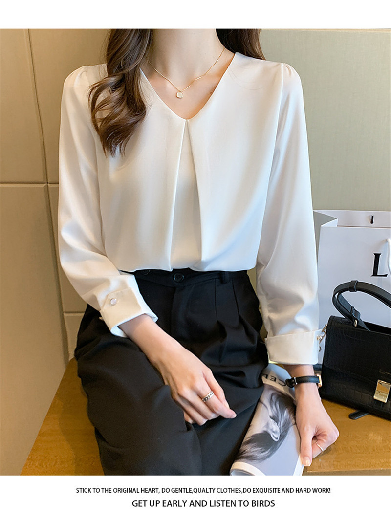 ブラウス レディース シャツ 長袖 シフォン Ｖネック きれいめ 通勤 トップス おしゃれ 可愛い 体型カバー 着痩せ ゆったり カジュアル 