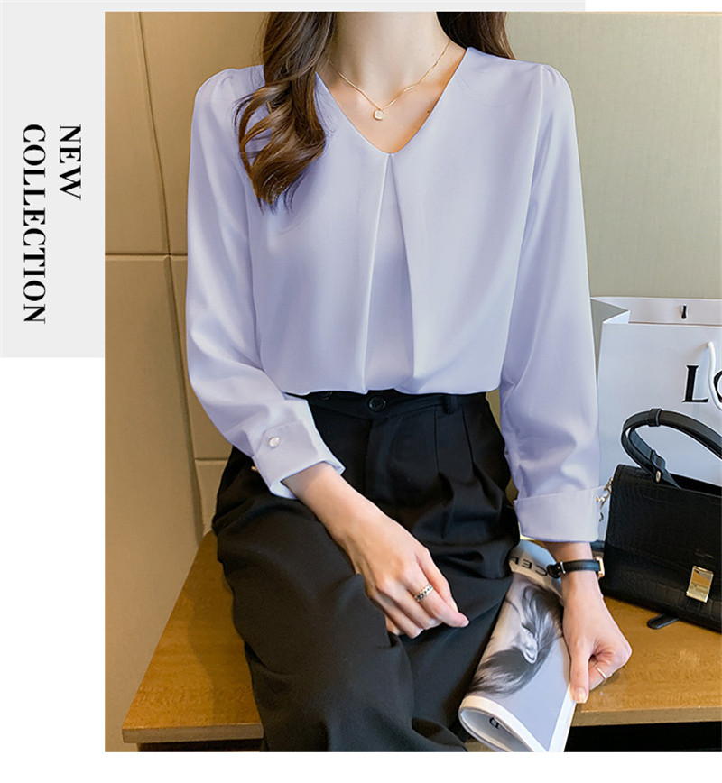 ブラウス レディース シャツ 長袖 シフォン Ｖネック きれいめ 通勤 トップス おしゃれ 可愛い 体型カバー 着痩せ ゆったり カジュアル 