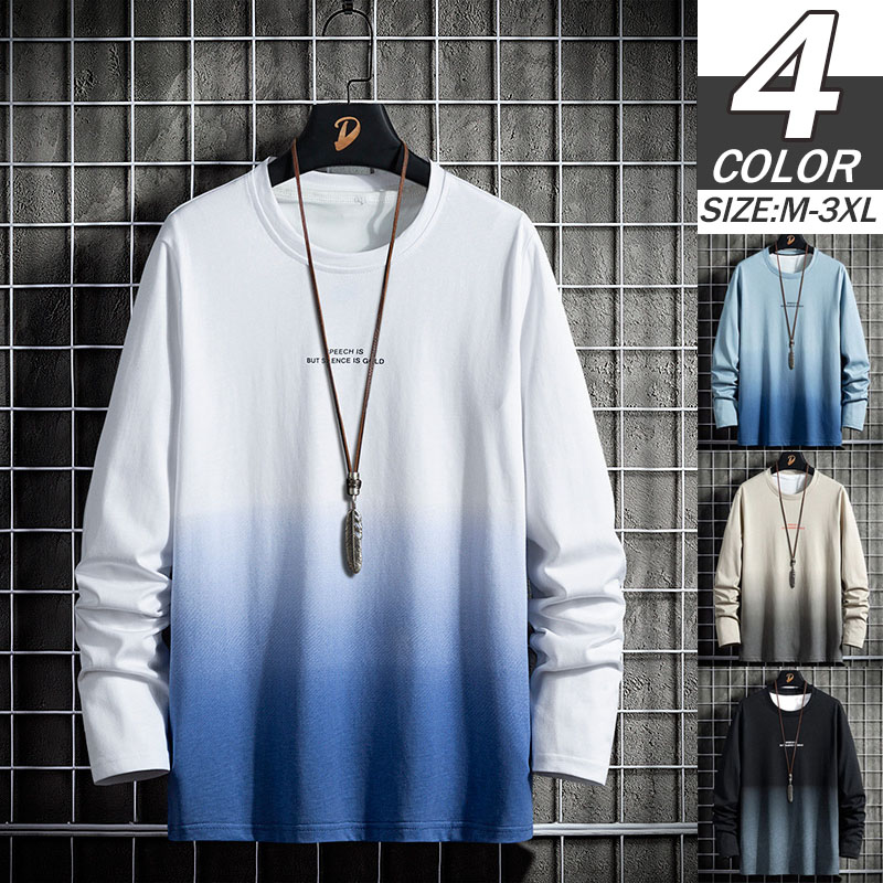 ティーシャツ メンズ ロンT 長袖Tシャツ グラデーション カジュアル 秋服 ロングTシャツ スポーツ 春服 アメカジ 