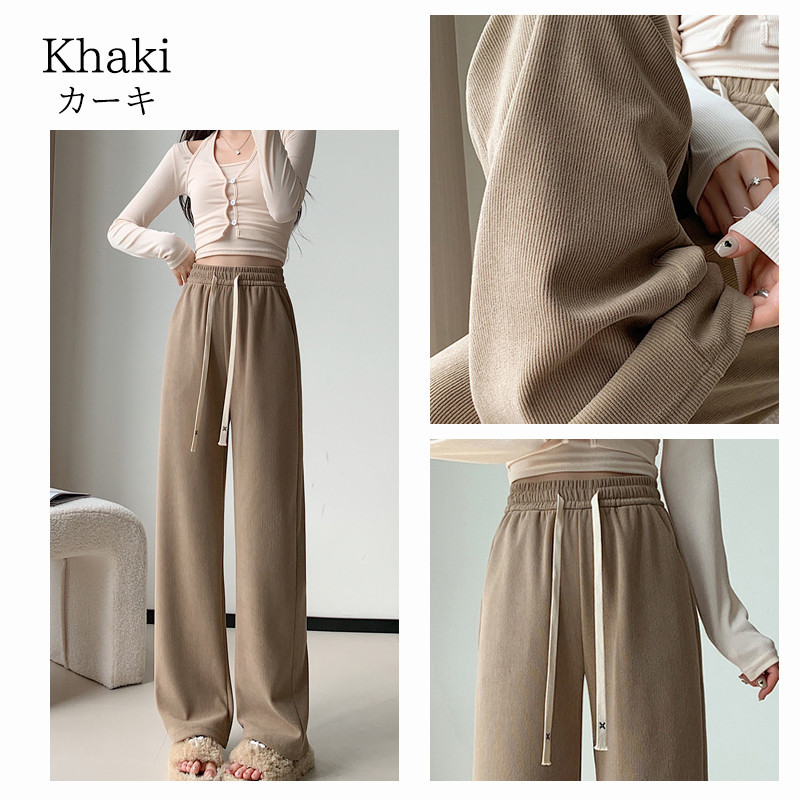 ワイドパンツ レディース ロング スウェットパンツ ガウチョパンツ ストレートパンツ 通勤 秋物 ウエストゴム オフィス ボズボン通学 秋 