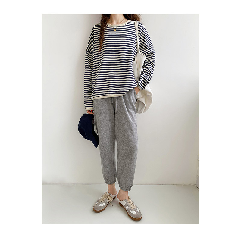 トレーナー レディース ゆったり スウェット カットソー 長袖 可愛い Tシャツ カジュアル おしゃれ プルオーバー ストライプ 大きいサイズ ビッグシルエット 