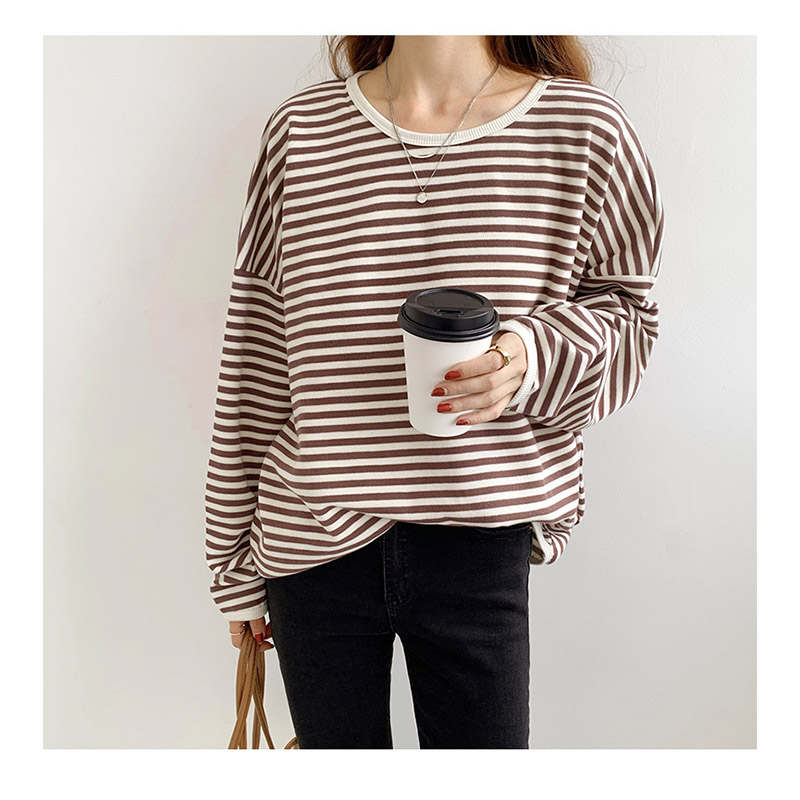 トレーナー レディース ゆったり スウェット カットソー 長袖 可愛い Tシャツ カジュアル おしゃれ プルオーバー ストライプ 大きいサイズ ビッグシルエット 
