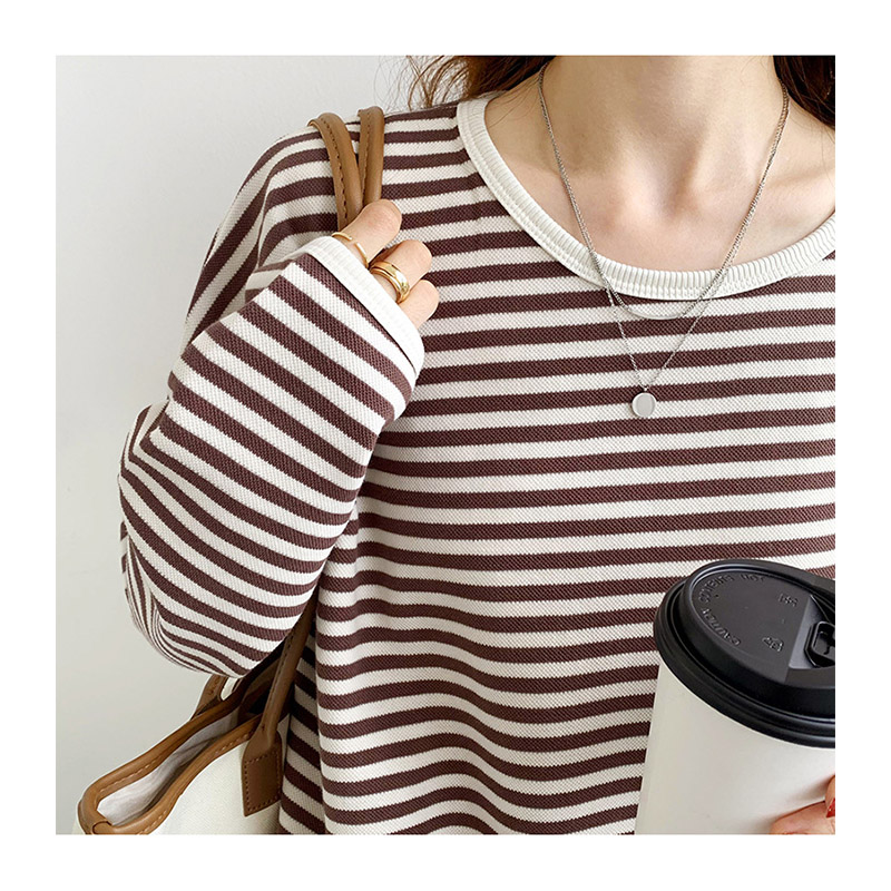 トレーナー レディース ゆったり スウェット カットソー 長袖 可愛い Tシャツ カジュアル おしゃれ プルオーバー ストライプ 大きいサイズ ビッグシルエット 