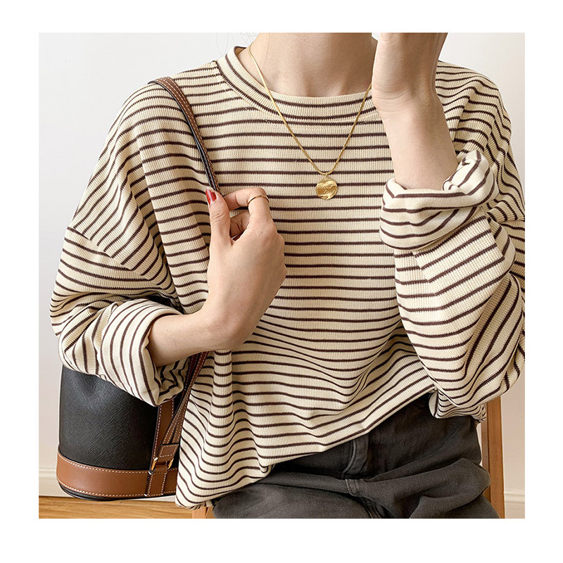 トレーナー レディース ゆったり スウェット カットソー 長袖 可愛い Tシャツ カジュアル おしゃれ プルオーバー ストライプ 大きいサイズ ビッグシルエット 