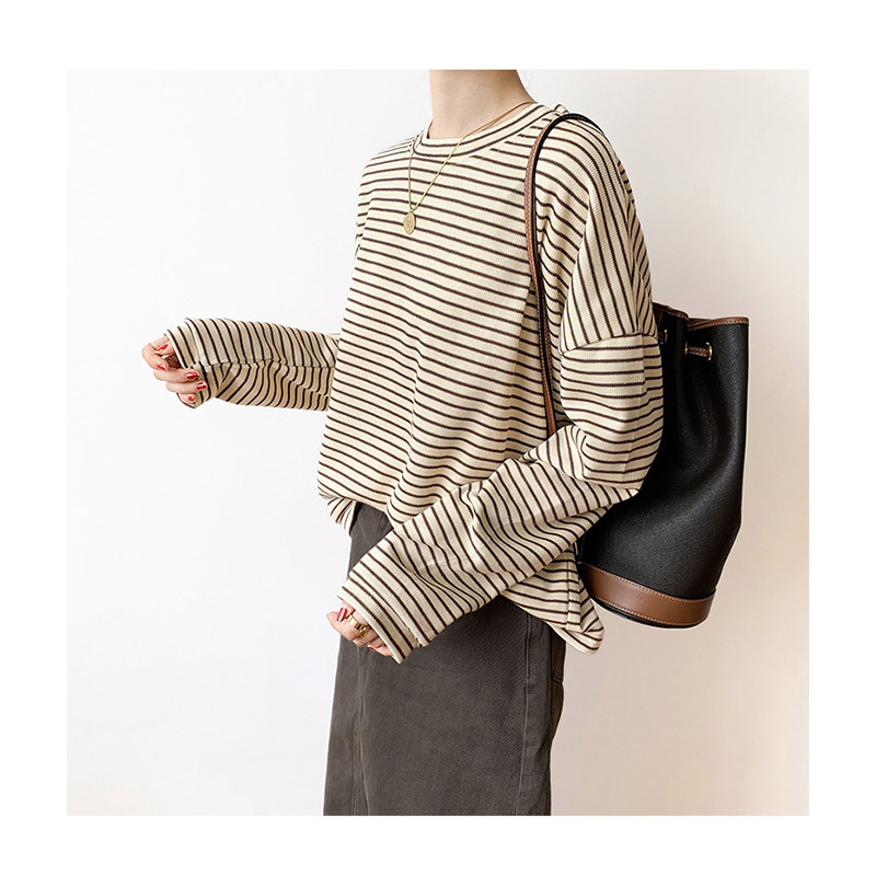 トレーナー レディース ゆったり スウェット カットソー 長袖 可愛い Tシャツ カジュアル おしゃれ プルオーバー ストライプ 大きいサイズ ビッグシルエット 