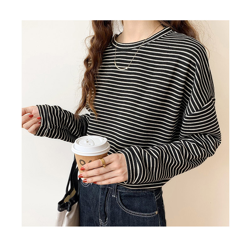 トレーナー レディース ゆったり スウェット カットソー 長袖 可愛い Tシャツ カジュアル おしゃれ プルオーバー ストライプ 大きいサイズ ビッグシルエット 