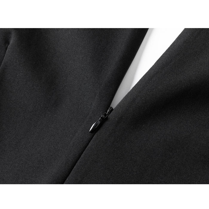 襟付きカシュクール ハイウエストボタン 長袖膝丈ワンピース 黒 発表会 結婚式 服 韓国 レディース パーティー 