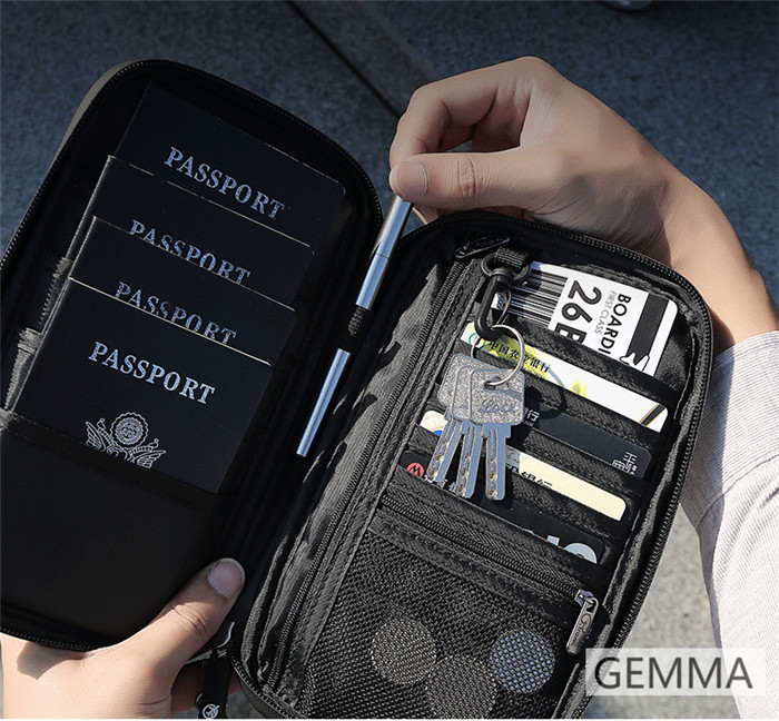 パスポートケース カード収納バッグ スキミング防止 ポーチ 財布 鍵 。旅行 カードケース 小銭入れ 薄型 スマホ収納 出張 航空券 紙幣 軽量防水 多機能ケース 