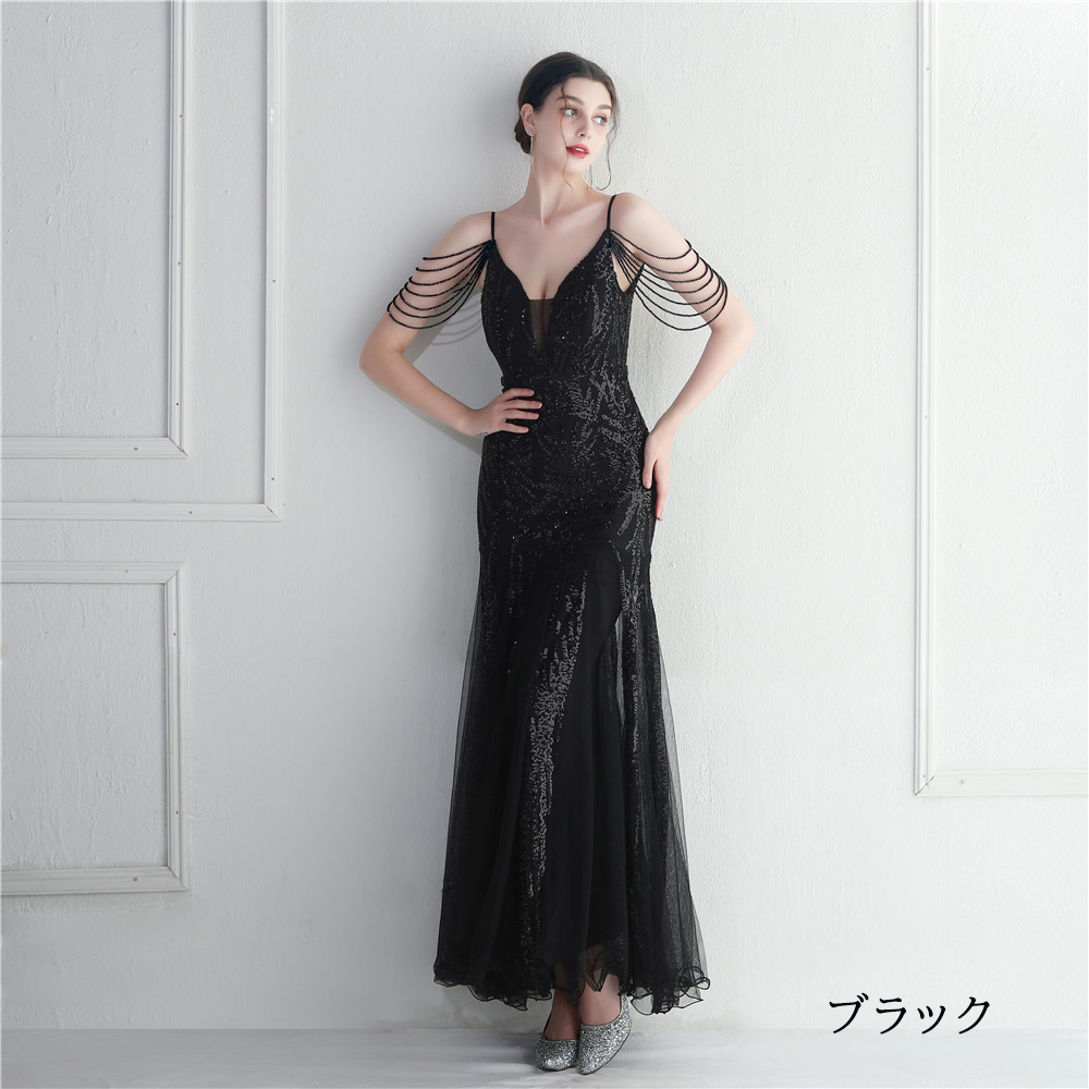 カラードレス マーメイドドレス パーティードレス イブニングドレス チュール 結婚式 二次会 発表会 エレ チュール ファスナー ノースリーブ キラキラ 