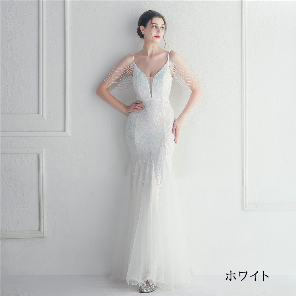 カラードレス マーメイドドレス パーティードレス イブニングドレス チュール 結婚式 二次会 発表会 エレ チュール ファスナー ノースリーブ キラキラ 