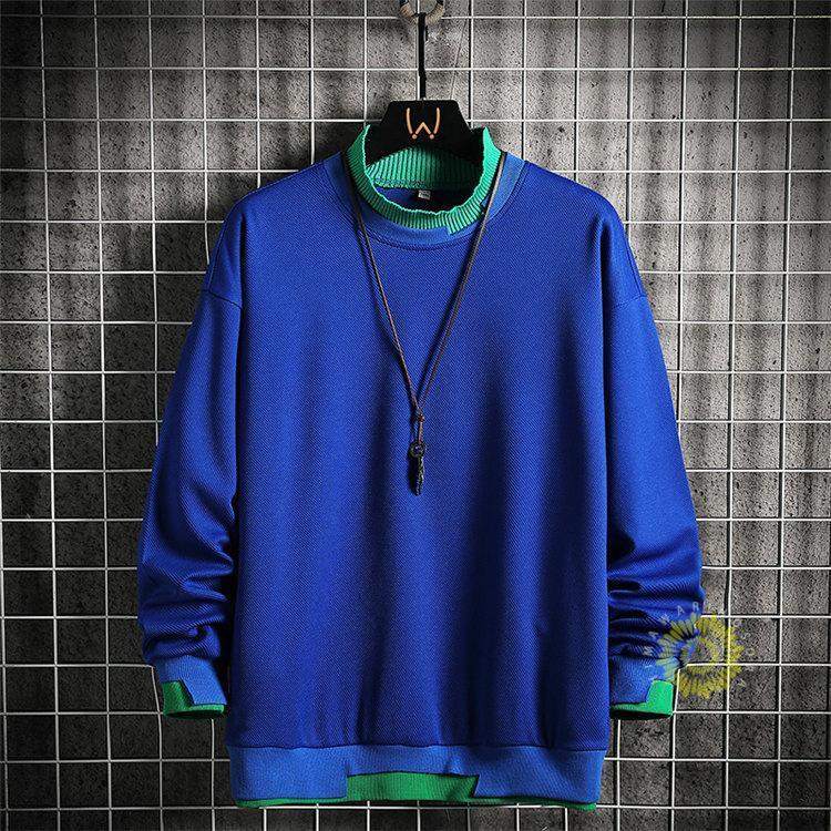 長袖トレーナー メンズ 無地 レイヤード風 トレーナー スウェットシャツ プルオーバー 秋服 クルーネック トップス 秋コーデ ゆったり 