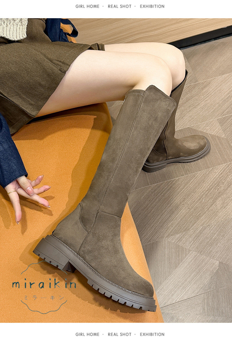 ロングブーツ レディース ブーツ シンプル 秋冬 ヒール 美脚 お出掛け 歩きやすい 履きやすい 厚底 通勤 通学 痛くない 幅広 大きいサイズ 裏起毛 スエード 