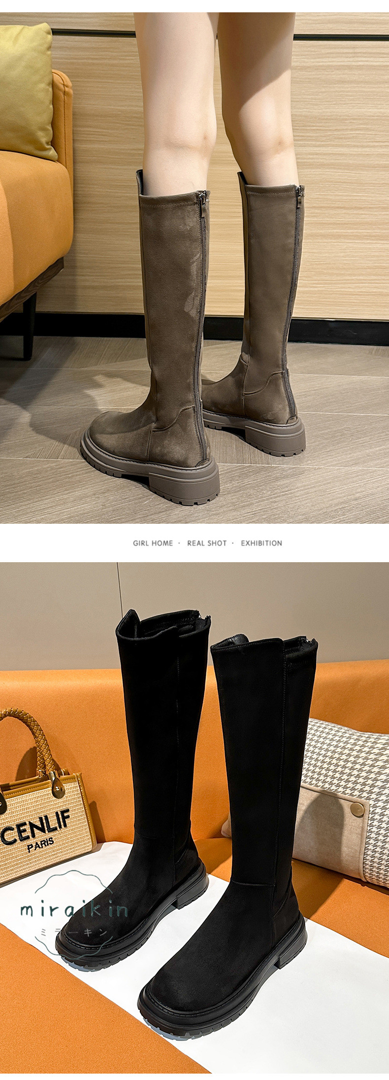 ロングブーツ レディース ブーツ シンプル 秋冬 ヒール 美脚 お出掛け 歩きやすい 履きやすい 厚底 通勤 通学 痛くない 幅広 大きいサイズ 裏起毛 スエード 