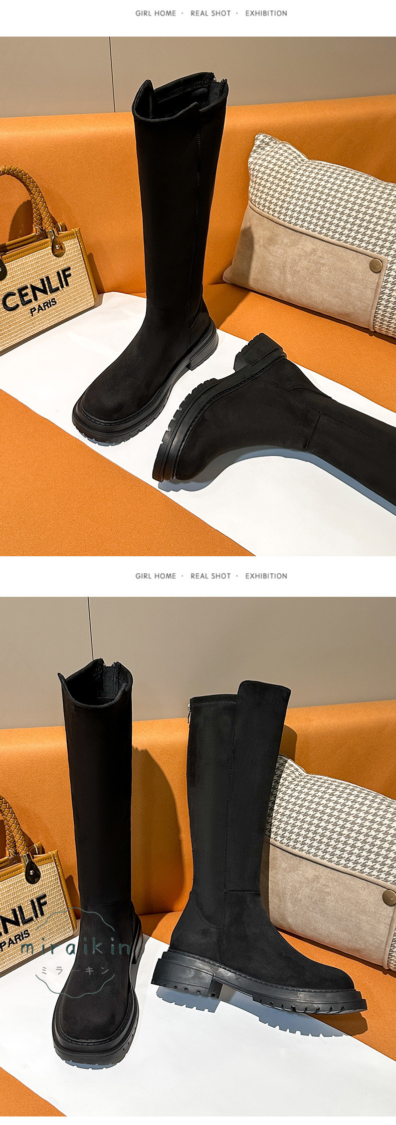 ロングブーツ レディース ブーツ シンプル 秋冬 ヒール 美脚 お出掛け 歩きやすい 履きやすい 厚底 通勤 通学 痛くない 幅広 大きいサイズ 裏起毛 スエード 