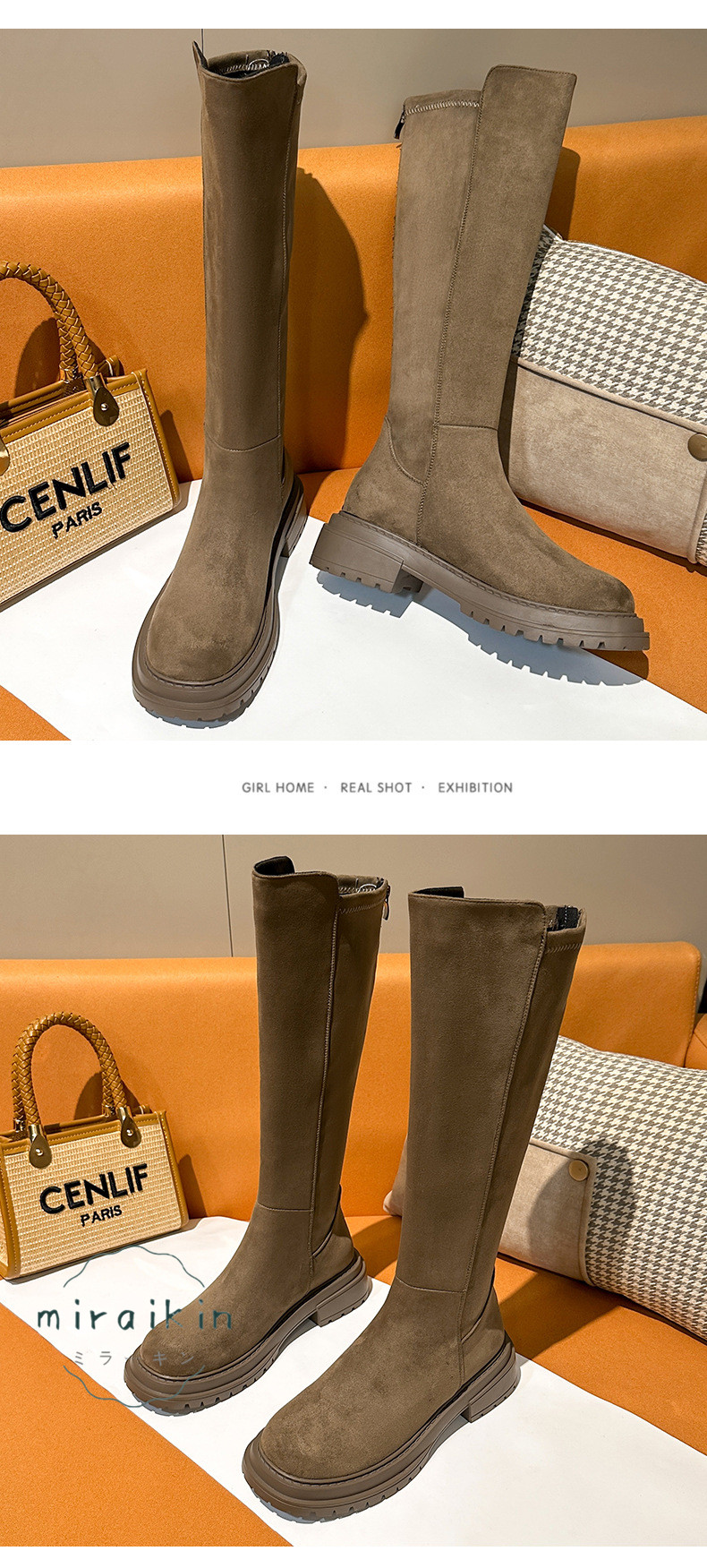 ロングブーツ レディース ブーツ シンプル 秋冬 ヒール 美脚 お出掛け 歩きやすい 履きやすい 厚底 通勤 通学 痛くない 幅広 大きいサイズ 裏起毛 スエード 